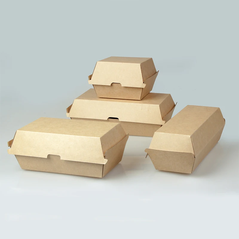 Custom Brown White Kraft Cardboard Packing Paper Corrugated Burger Box with Your Own Logo manufacture