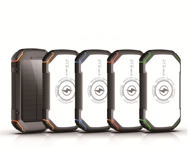 20000mah IP66 Waterproof Solar Power Bank Wireless Charging Power Bank