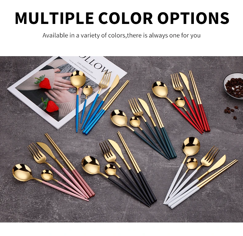 Christmas Gift Silverware Sets Sus304 Stainless Steel Cutlery Set Gold