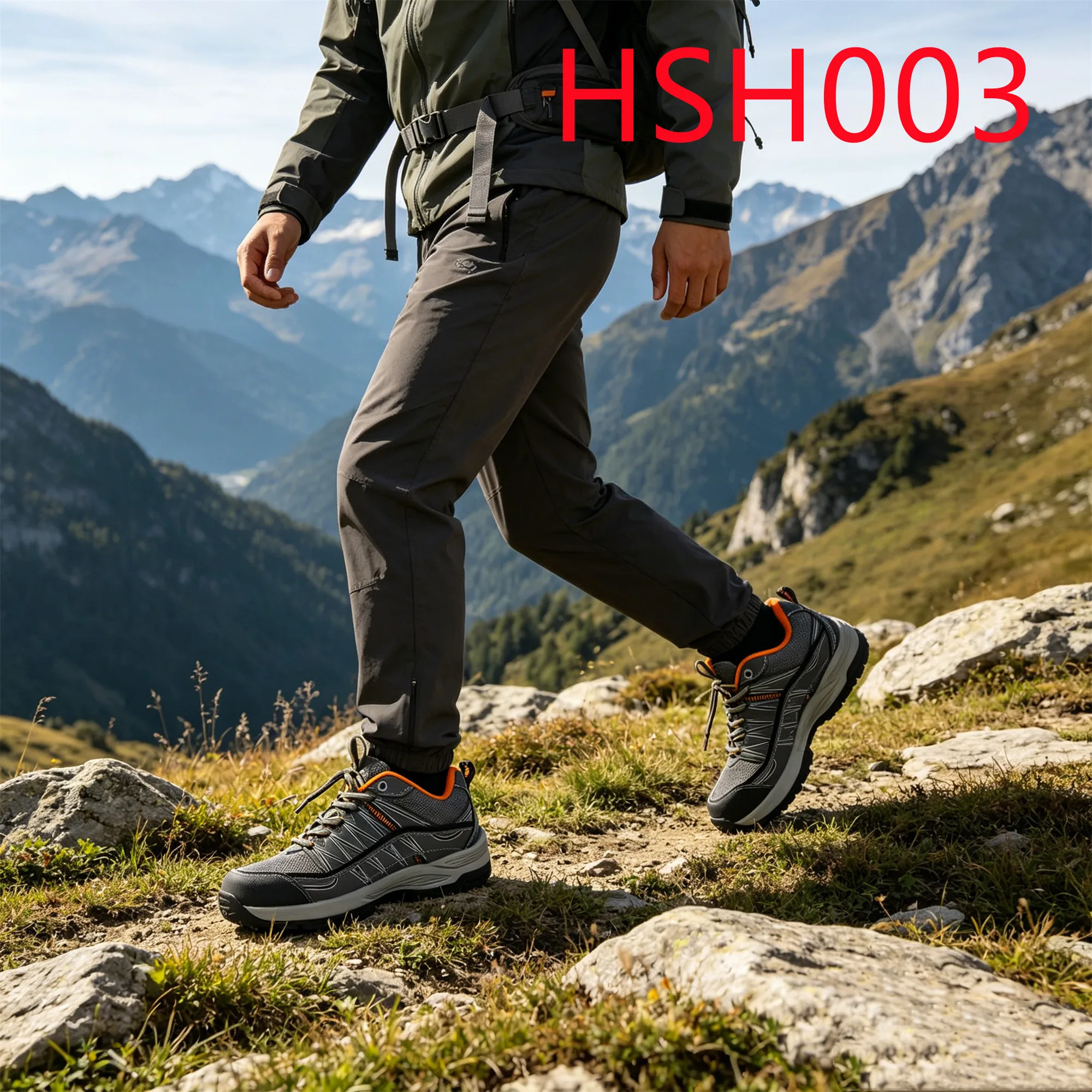 HY,adventure-ready Hiker Reinforced Toe Insert Gray Hiking Boots Anti-shock Two Colors EVA+rubber Outsole Alpine Shoes HSH003
