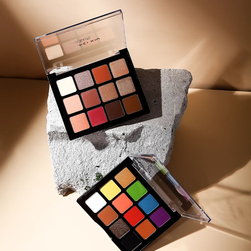 Палитра теней для век на заказ, 12 цветов пигмента, матовые Сияющие Блестки, палитра теней для век