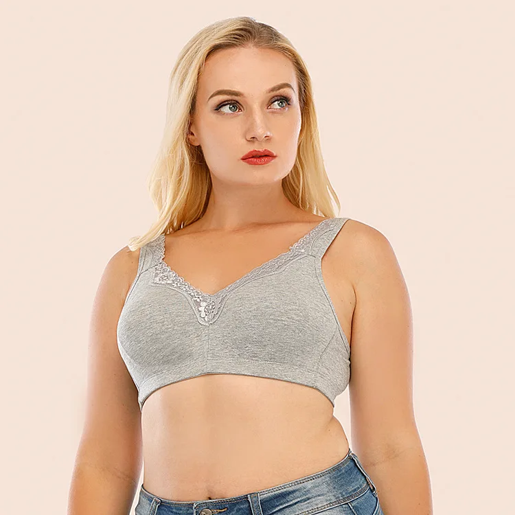 Comfortable Soft Non Padded Wireless Breathable Gentle Wide Shoulder Strap Elastic Lace Cupless Push up Bra for Women