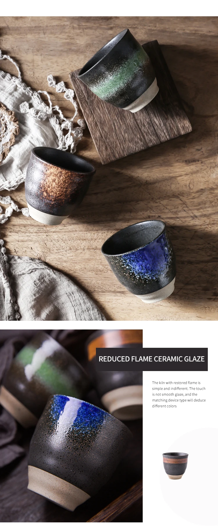 Handmade Japanese Retro Ceramic Tea Cup Coarse Pottery Clay Coffee Cups