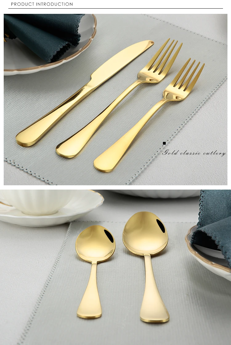 Gold Plated Cutlery Spoon And Fork Set For Wedding Matte Finishing Bulk Gold Flatware Set Buy