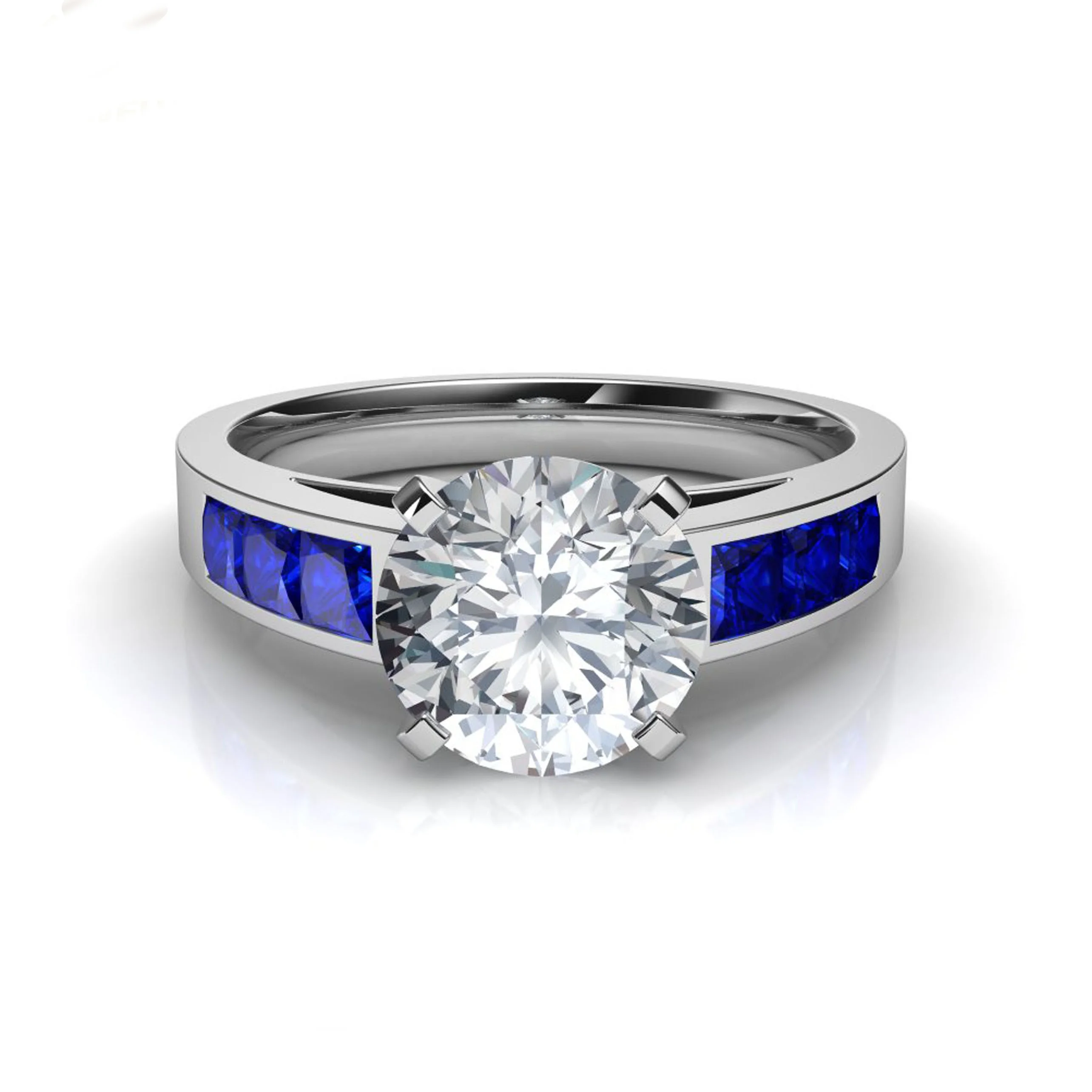 Details about   15ct Engagement Ring 925 Sterling Silver Jewelry Blue Cushion Baguette Ring Cz 