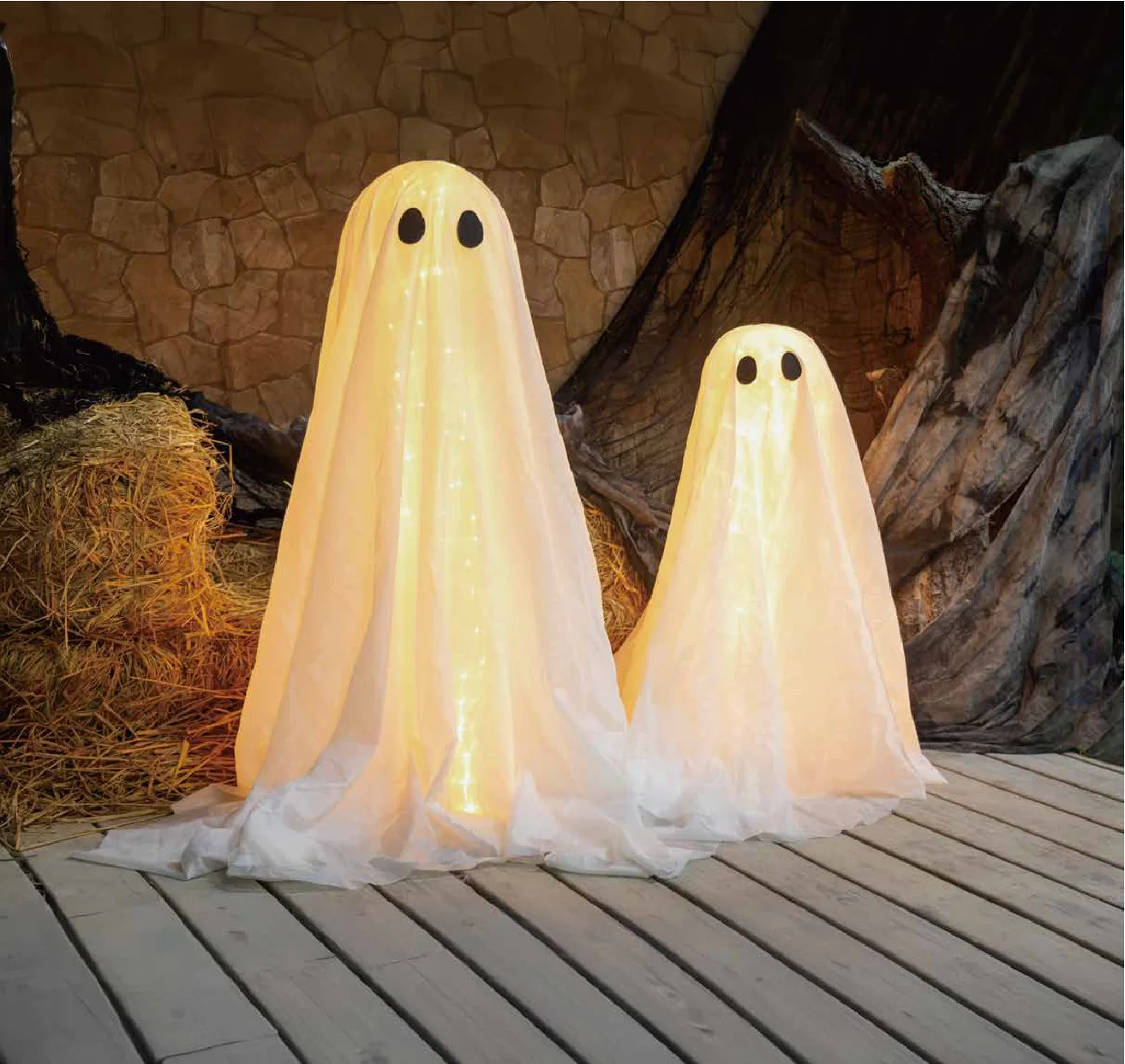 lampu Hias 48 inci 100L + 36 inci 70L Patung Hantu Halloween Indoor/Outdoor 2 Pcs Lampu Halloween
