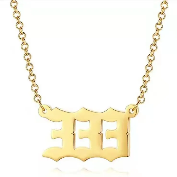 Waterproof Dainty Spiritual Stainless Steel Jewelry 111 222 333 444 555 666  777 888 999 Angel Number Necklace for Her Gift