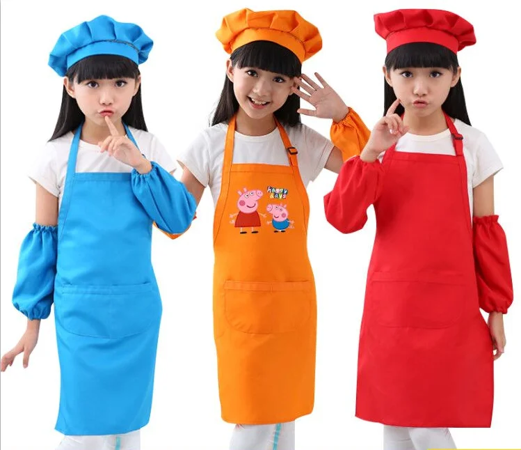 Excefore 11 Pieces Kids Apron And Chef Hat Set For Girls And Boys For Cooking, Baking, Gardening, Painting And More Kids Chef Hat Apron Set, Boys Girls Aprons Cotton Aprons Kitchen Bib