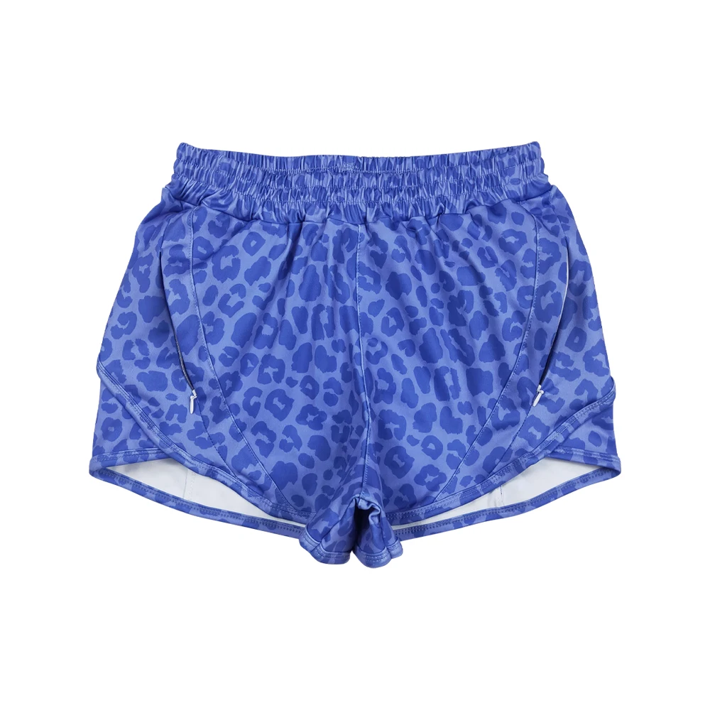 Shop Western Clothing Women Blue Leopard Shorts Yoga Pants