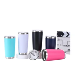 D5024 Metal Coffee Cup 20oz Stainless Steel Travel Thermos Cup Double Vacuum Insulated Handle Personalized Logo Ice Bully