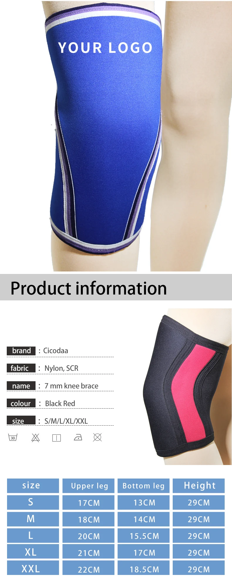 Custom Wholesale 7mm Knee Guards Sports Weightlifting Powerlifting
