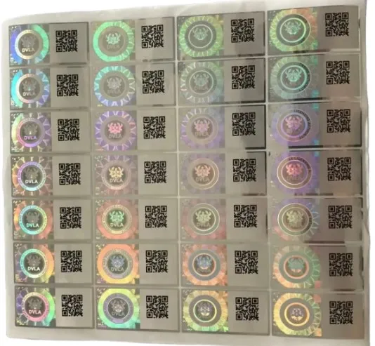 Customized Silver PET Scratch-Open Holographic Laser Rainbow Anti-Counterfeiting Packaging Label Camera Mobile Phone Earphone