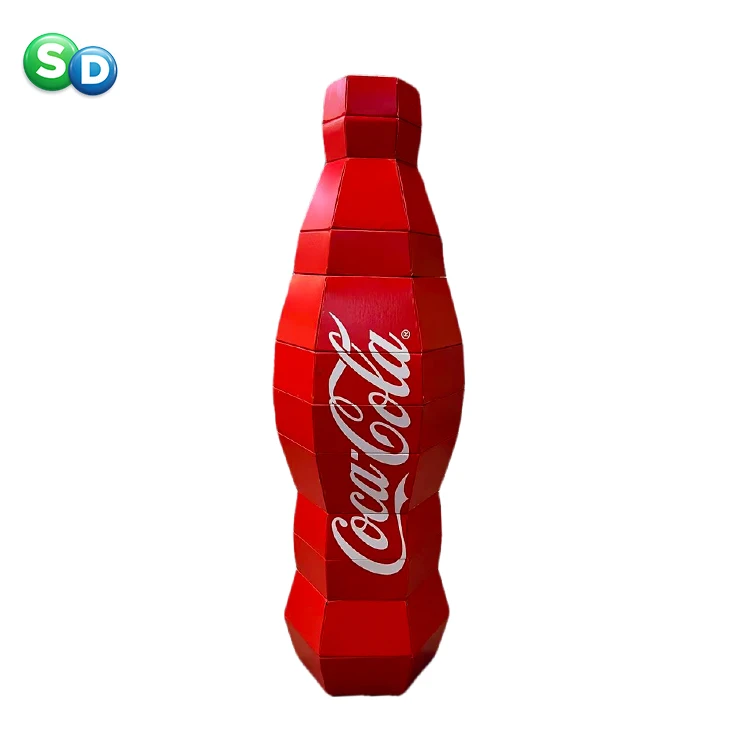 Newest Design Cocacola Bottle Shape POS Promotion Retail POSM Cardboard Flexible Foldable Rebound Elastic Display Stands