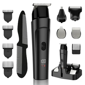 Beard Trimmer for Men 5 in 1 Waterproof Cordless Hair Clippers and Trimmers Set Electric Shavers Hair Trimmer Grooming Kit