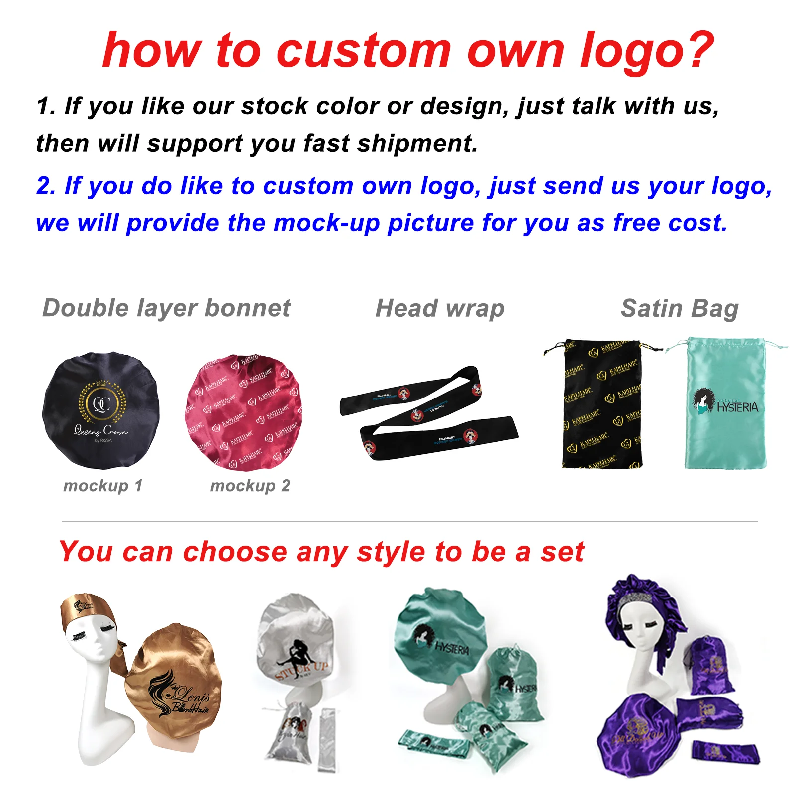 Индивидуальный Логотип высокое качество Послеродовая Женская шапочка для сна дизайнерские атласные накладки