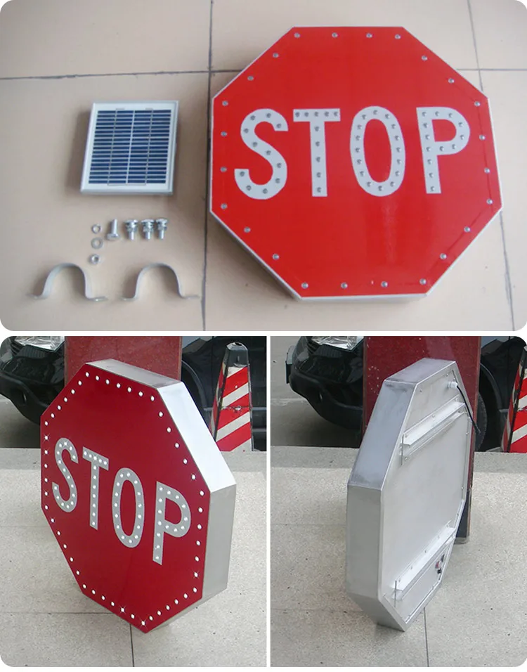 Emergency Exit Safety STOP PARE ALTO Solar Powered Street Sign