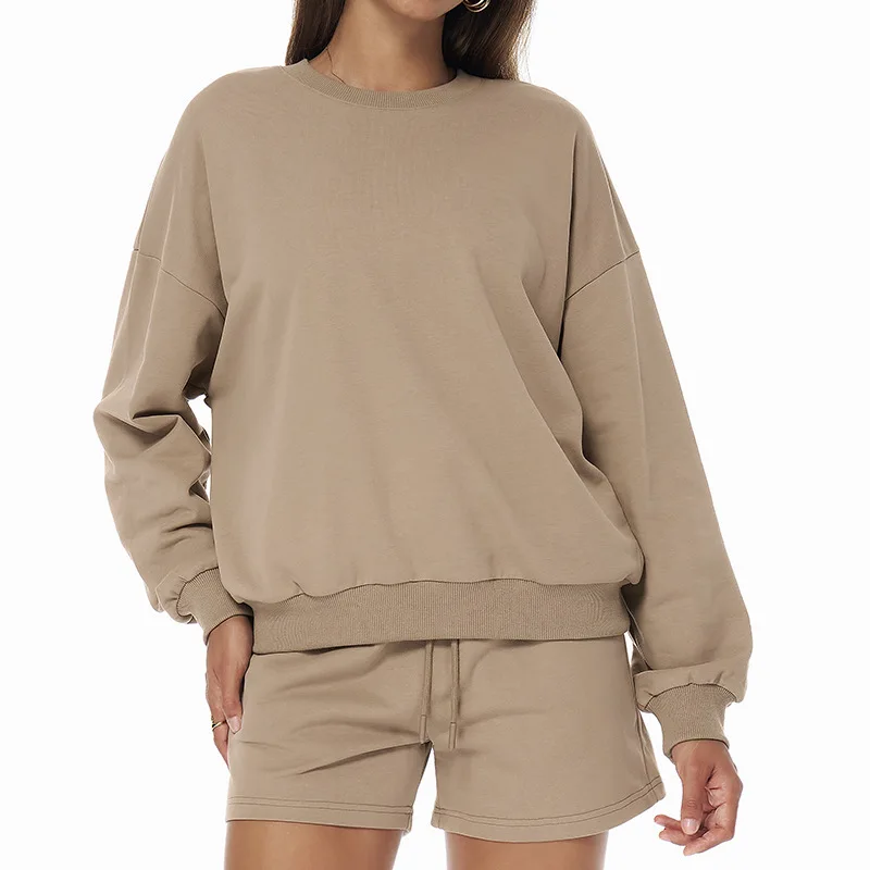 Autumn Winter Leisure Sports Sweat Suit High Waist Wide Legs Long Sleeve Breathable 2-in preview