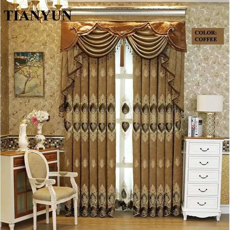 Customized Macrame Curtain Turkish Luxury European Style Blackout Window Curtains for Sitting Room