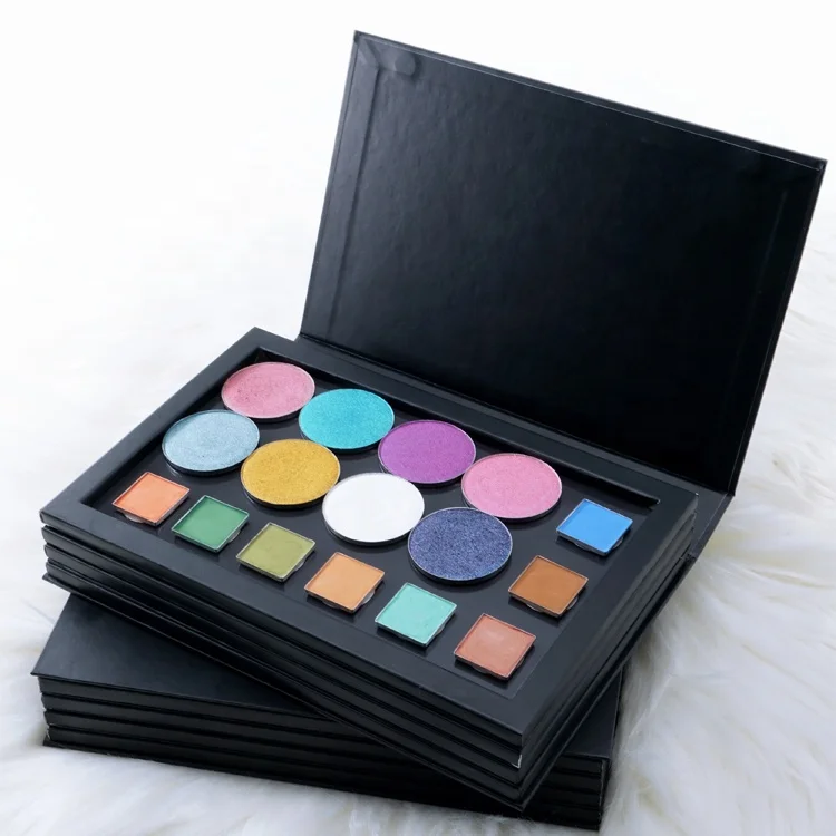 4 Layers Custom Printed Empty Cardboard Magnetic Book with Shimmer Finish New Design Eye Shadow Palette for Dark Skin Tones