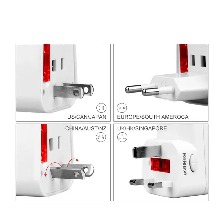 
 Wonplug, лидер продаж, универсальное умное зарядное устройство USB, дорожный адаптер с четырьмя видами вилок для Великобритании, США, Австралии, ЕС  Рекламный Бизнес Подарочный набор электронных гаджетов универсальный Смарт USB зарядное устройство адапт