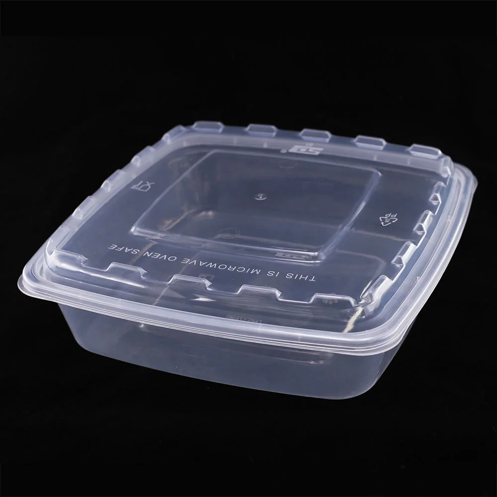 Одноразовые контейнеры для пищевых продуктов, квадратные пластиковые коробки для фаст-фуда, упаковочные контейнеры для пищевых продуктов с крышкой