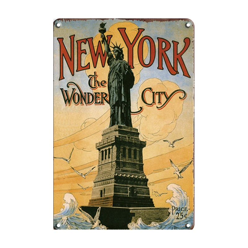 York The Wonder City Metal Poster Vintage Wall Art Tin Plate Classic Metal Plaque Goodyear Retro Tin Plate 30447