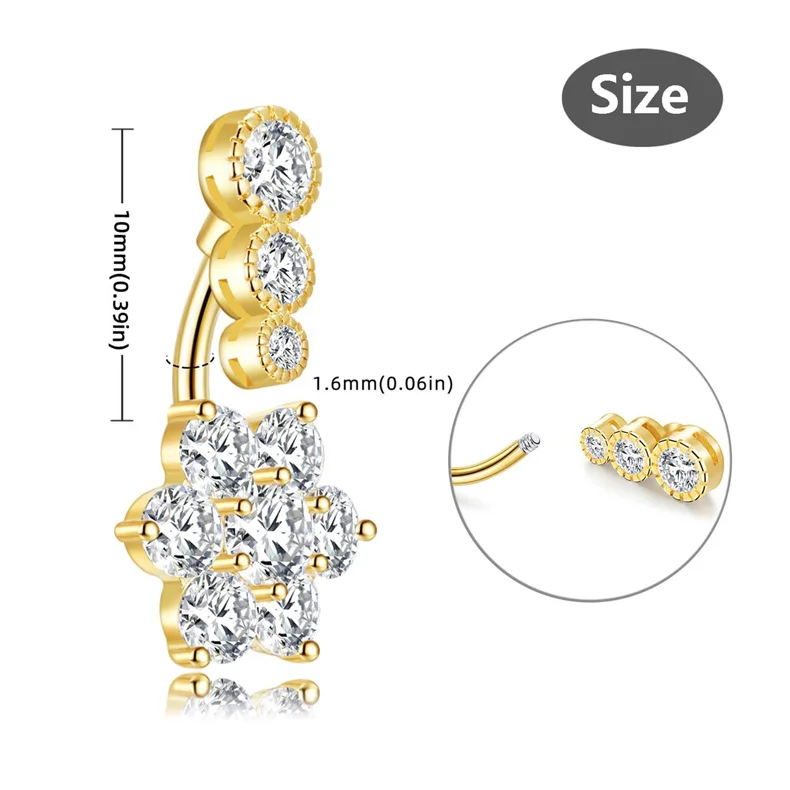 Navel Custom Magnetic Fake Belly Button Rings Jewelry Gold Plated Stainless Surgical Steel 8651