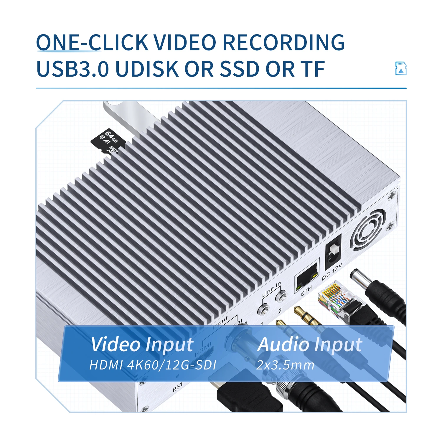 4K60 12G SDI  StandAlone Endoscope 2 Channel 4K Switchable RTMP HDMI Encoder Capture Card Box Digital Video Recorder
