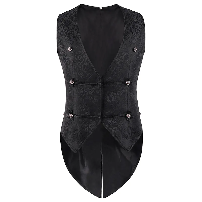 Men's Steampunk Double-Breasted Waistcoat Gold Vest Gothic Western-Reenactment USA
