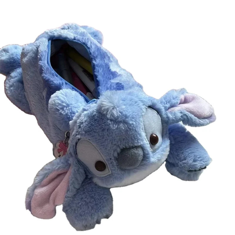 DOULUO Large Capacity Cartoon Stitch Cases Stuffed Plush Portable Lilo Stitch Pencil Bag Student Stationery Storage Bag