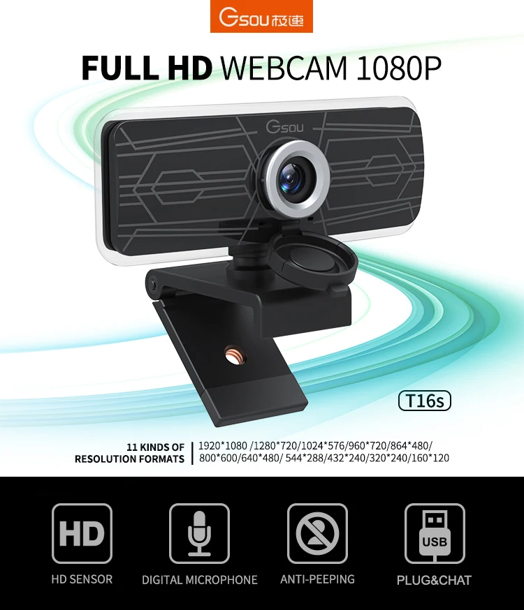 Gsou USB WebCam 1080p HD 2メガピクセルPCカメラ (AndroidTV