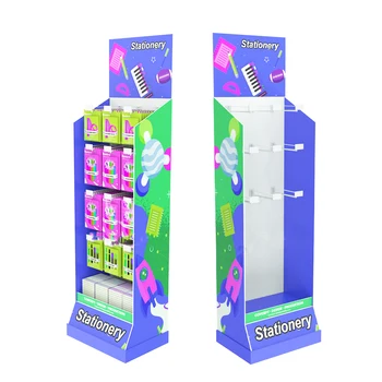 Custom Floor Cardboard Socks Display Stand pop-up paper display stand With Hook
