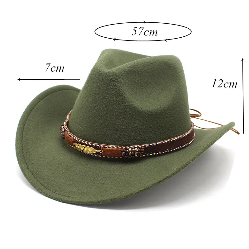 Personalised Outdoor Adult Leather Band Wide Brim Western Felt White ...