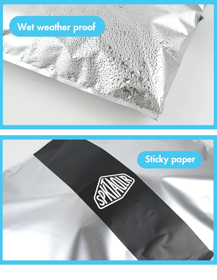 Custom Printed Matte Metallic Shipping Mailer Bags Foil Aluminum Mailing Bags Waterproof Silver