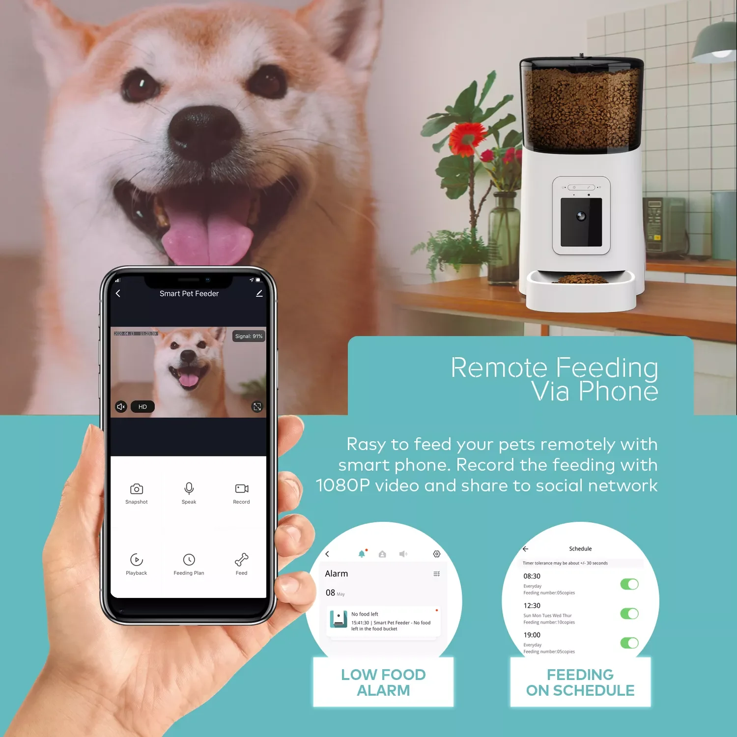 Tuya Smart Automatic Pet Feeder For Cats And Dogs Wifi Pet Feeder With ...