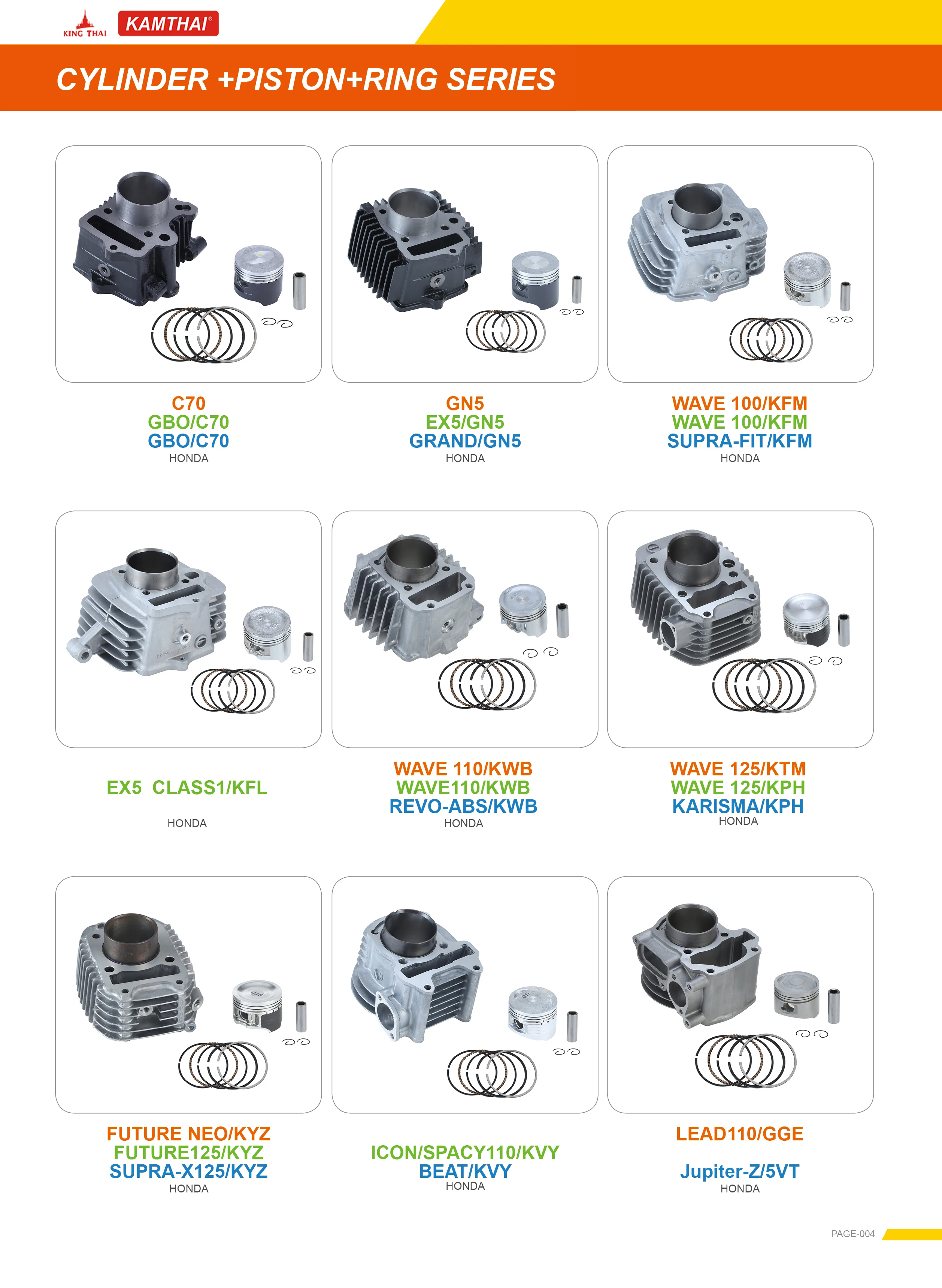 Высококачественные запчасти для мотоцикла KAMTHAI разбитого типа 110, набор цилиндров 09 г для мотоцикла SUZUKI