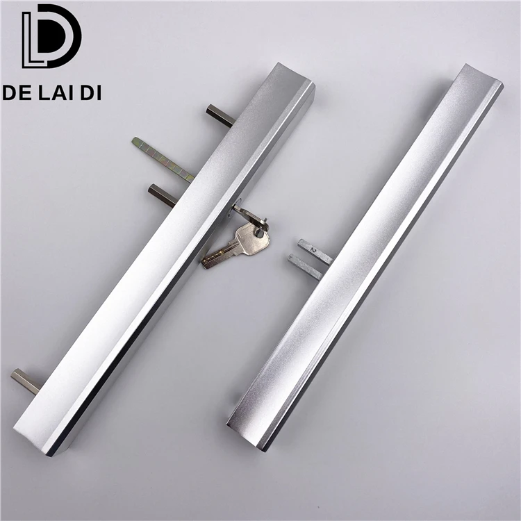 Surface Mounted Aluminum Sliding Door Handle And Lock With Body Slider