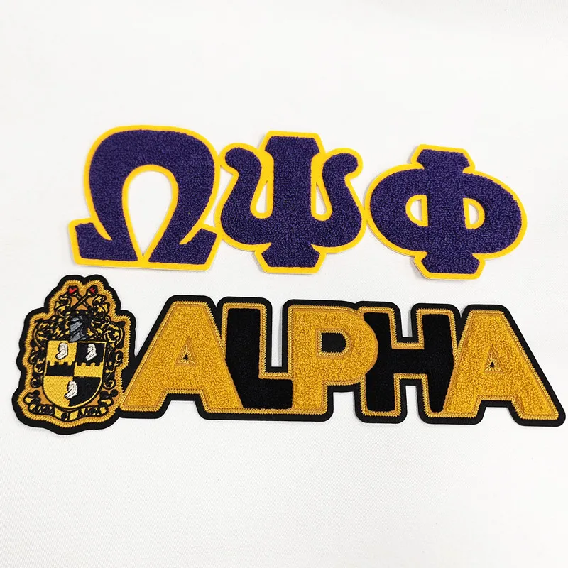 Sorority Chenille Patches Towel Chenille Letter Embroidered Patch Iron