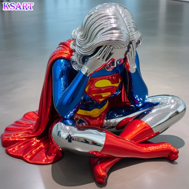 Custom glass fiber Superma sculpture Custom chrome plated statue Electroplating crafts shop gallery display props