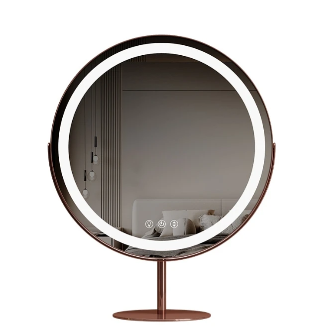 LED Makeup Mirror with Smart Touch Buttons USB Charging Interface and PVC Backboard for Personal Beauty