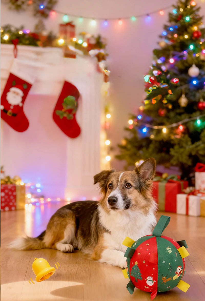 New Christmas Dog Toy Ball Grinding Self Pleasure Reliever Plush Interactive Gnawer Pet Interactive Puzzle Toy manufacture