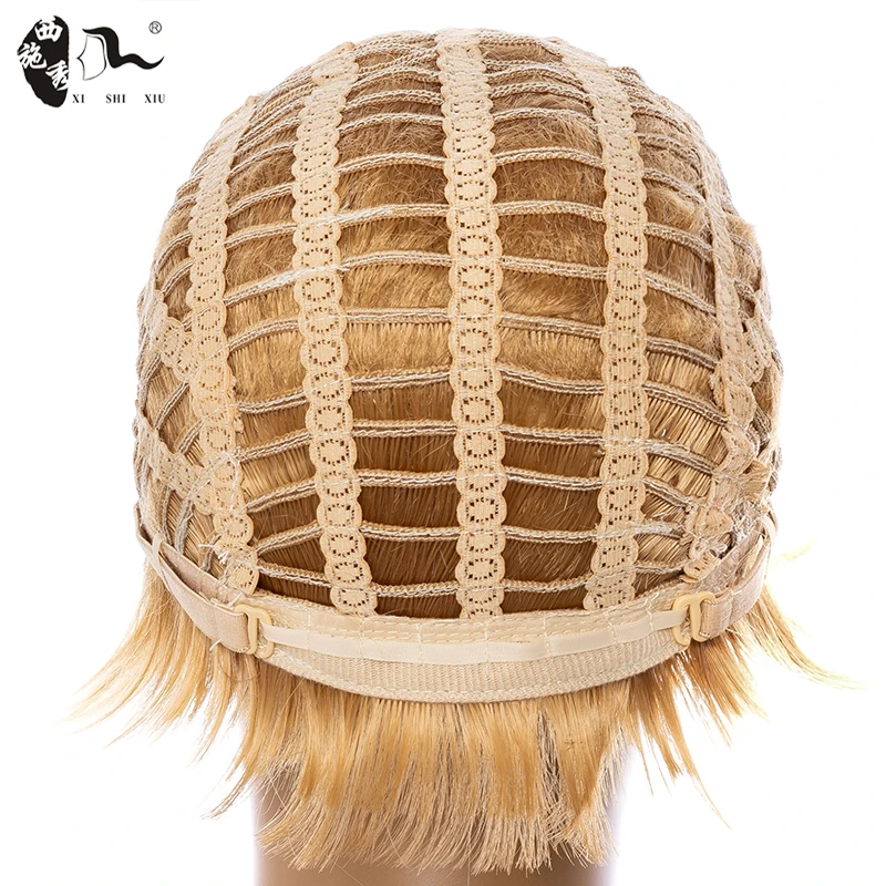 XISHIXIU Hair Wholesale vendors Ombre Blonde  Brown BURG Short Straight natural wig Synthetic hair Wigs for Women