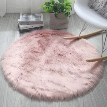Hot Sale Round Faux Fur Rug Carpets Tapete Fluffy Sheepskin Fur Carpet Rug Custom Fake Fur Area Rugs and Carpets