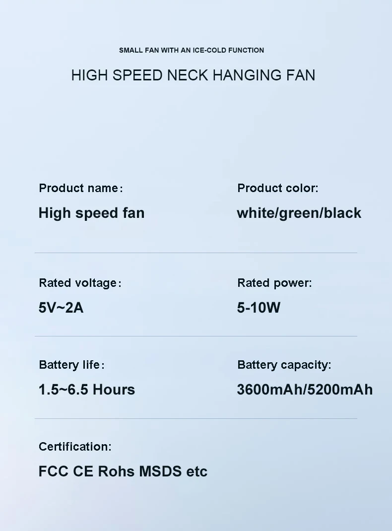 Portable Rechargeable Handheld Neck Fan With Cooling Ice Function_voghion.com