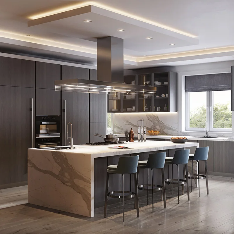 Luxury Solid Wood Kitchen Island Set - Modern & Customizable
