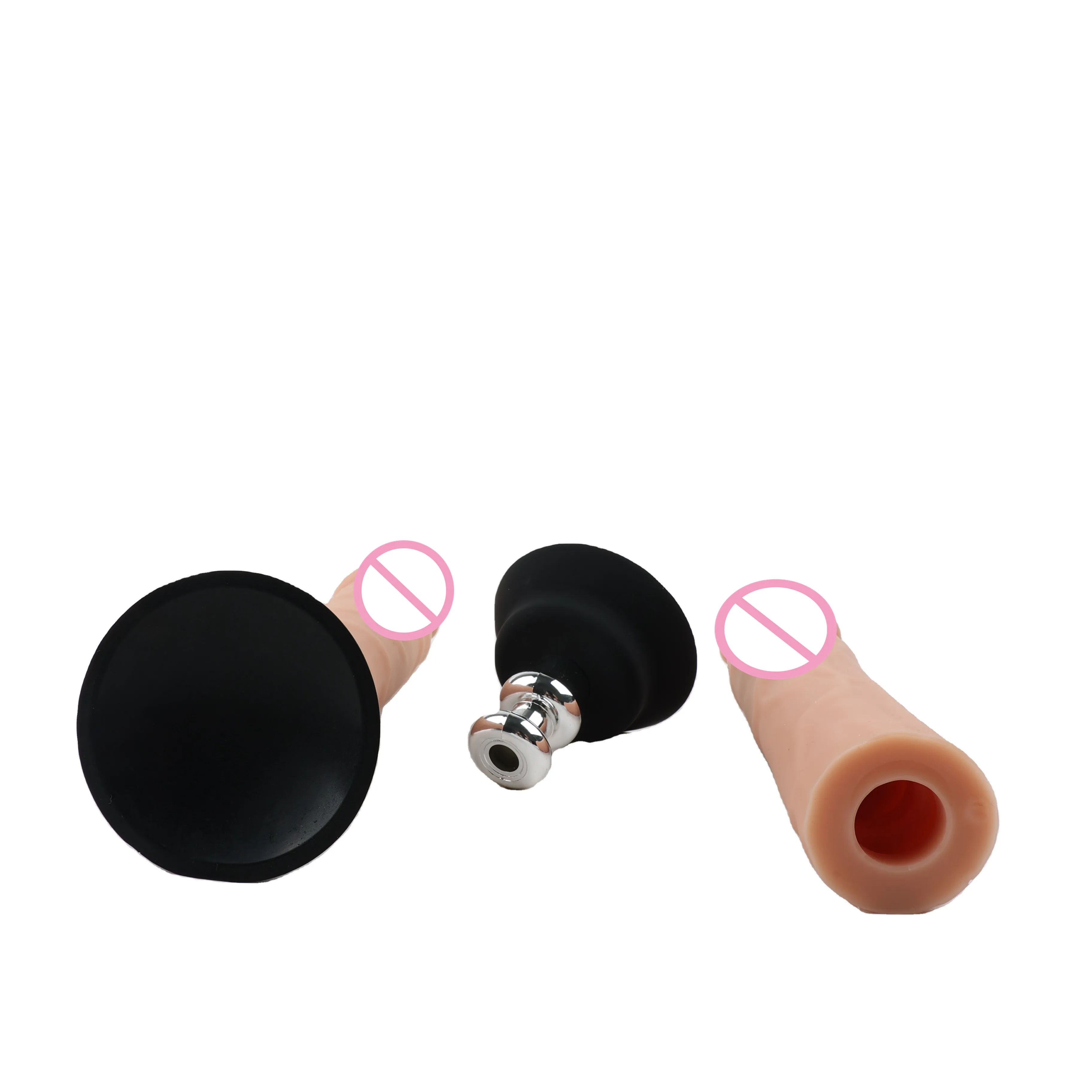 Silicone Dildo with Suction Cup Artificial Penis Flexible Rubber Sex Machine Flesh Soft Adapter with Vac-u-Lock Connector