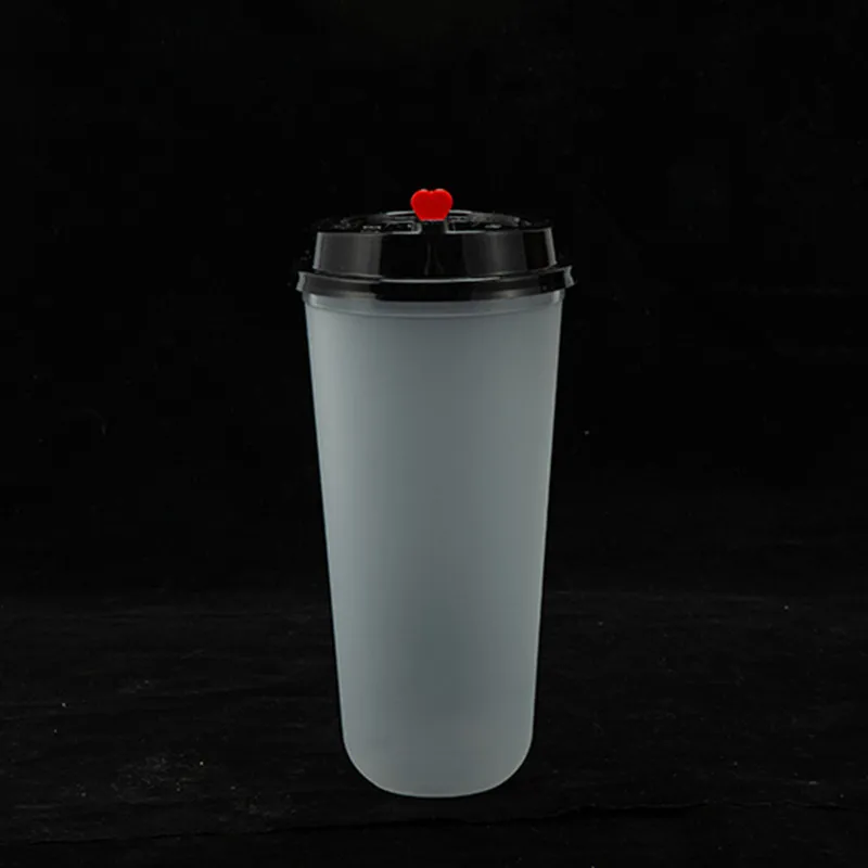 High Quality Disposable Printing Frosted U Shape PP Injection Cup with Lid