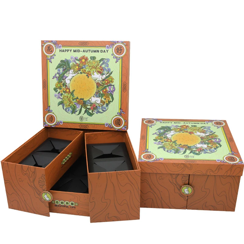 Custom printed decorative luxury packaging mooncake box