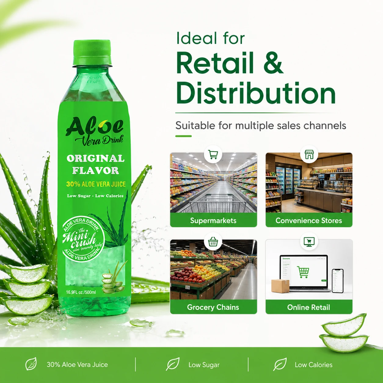 Atacado de Multipacks de Garrafas de Bebidas Naturais Saudveis de Aloe  Vera - Suco de Aloe Vera a Granel