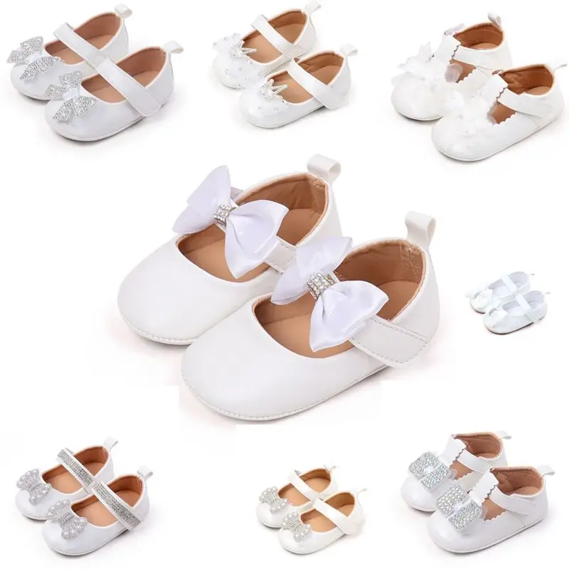 2025 Spring Autumn Summer White Princess Baby Infant Toddler Newborn Girl Shoes Party Evening Girl Pu Leather Shoes
